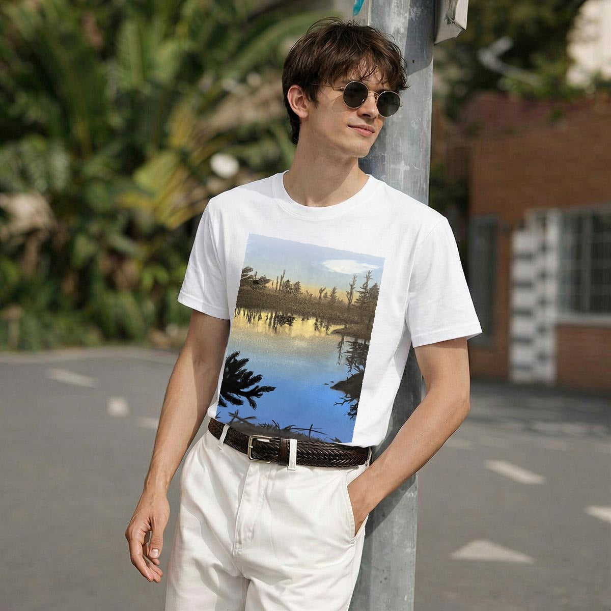 Lake Dawn — Feathered Fade Classic Tee