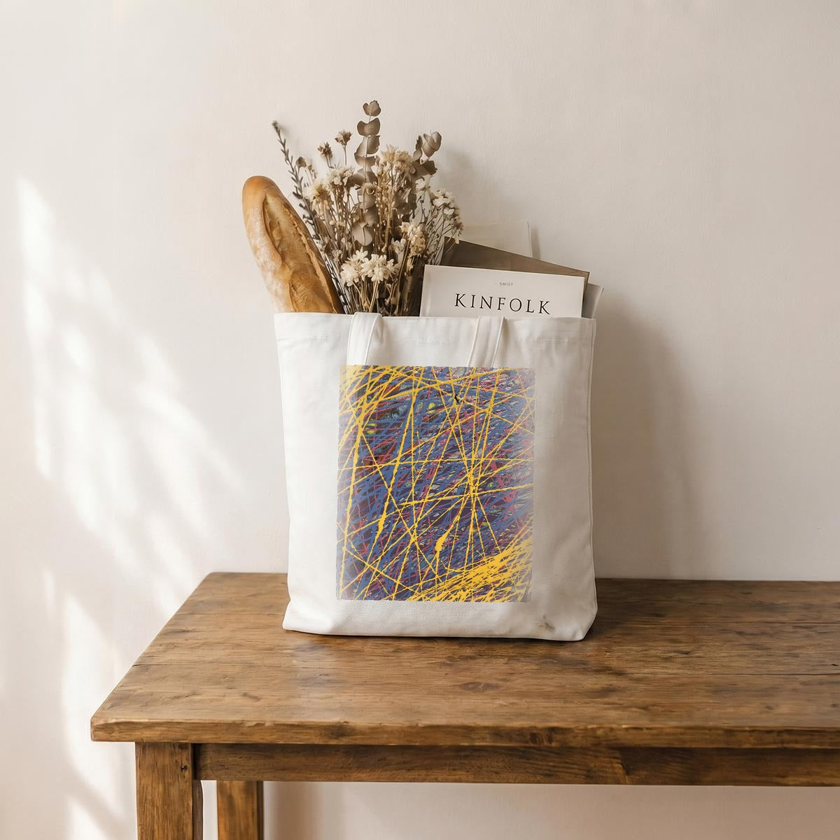 Yellow Drip Scribble — Feathered Fade Tote Bag