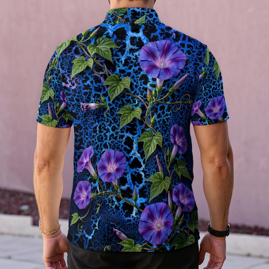 Cobalt Bloom (AI-Assisted Remix) — Men's Polo Shirt