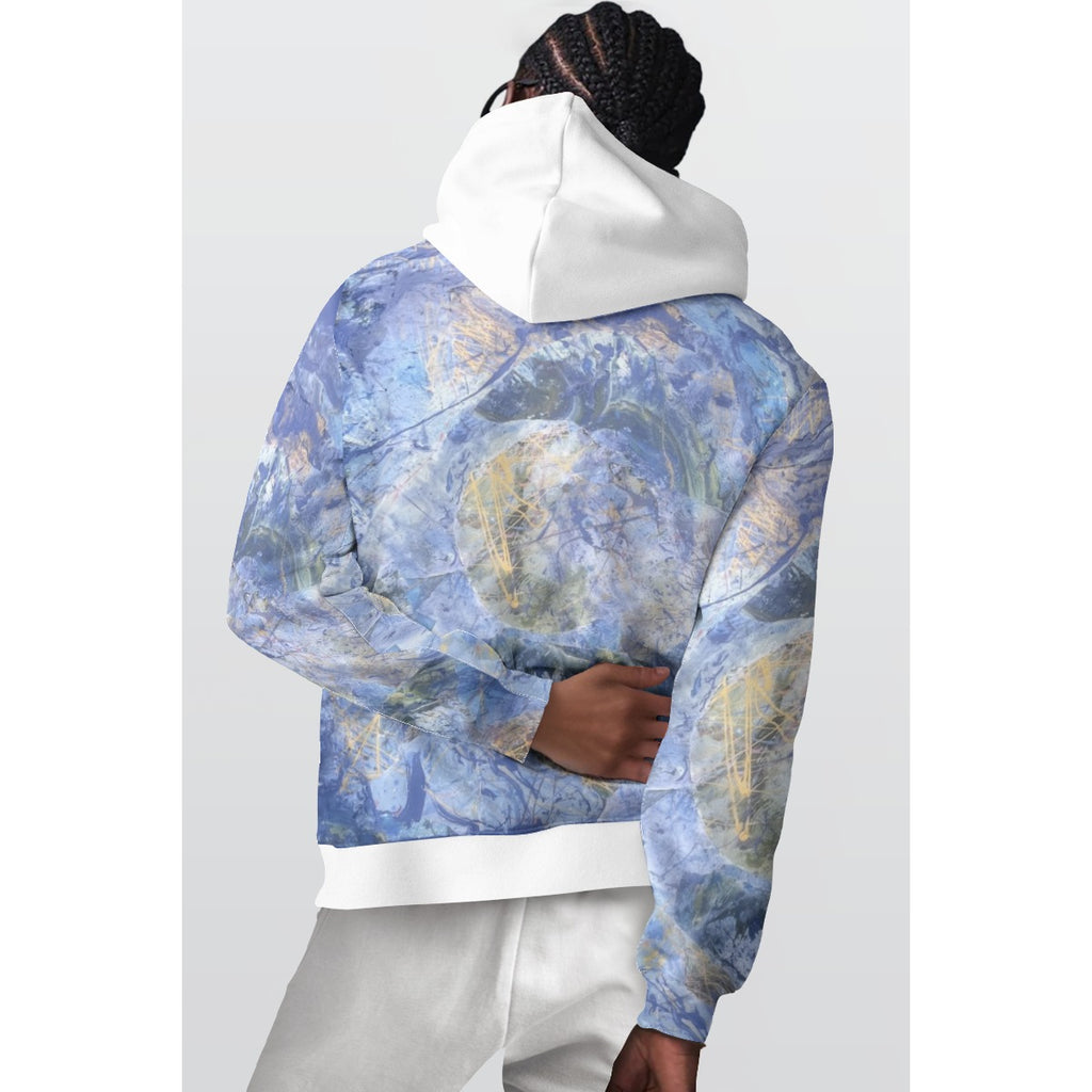 Blue Abstract Collage — All-Over Print Hoodie