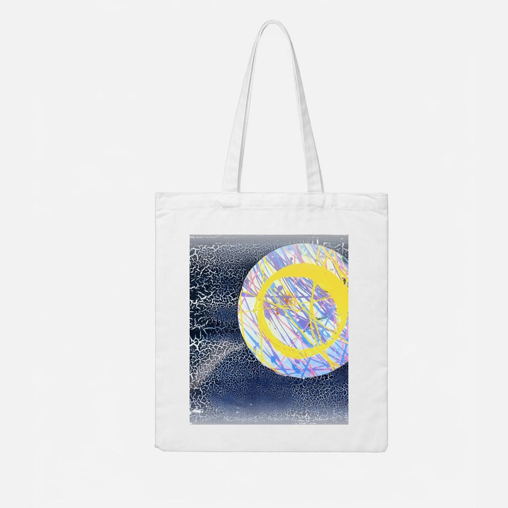 Yellow Scribble Circle — Feathered Fade Tote Bag