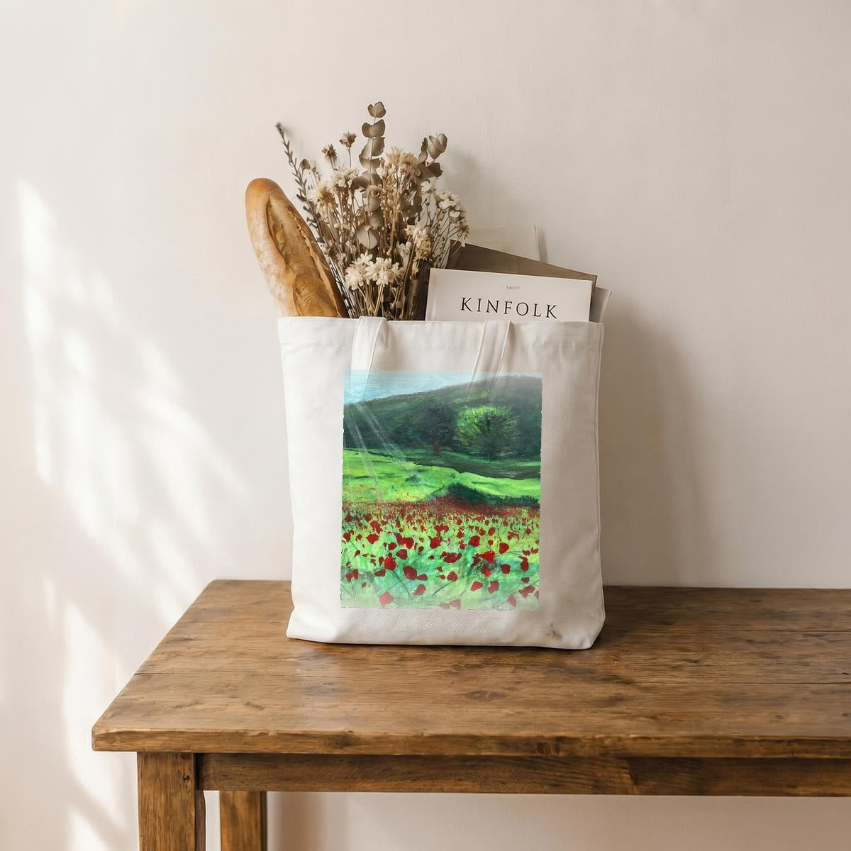 Poppy Field — Feathered Fade Tote Bag