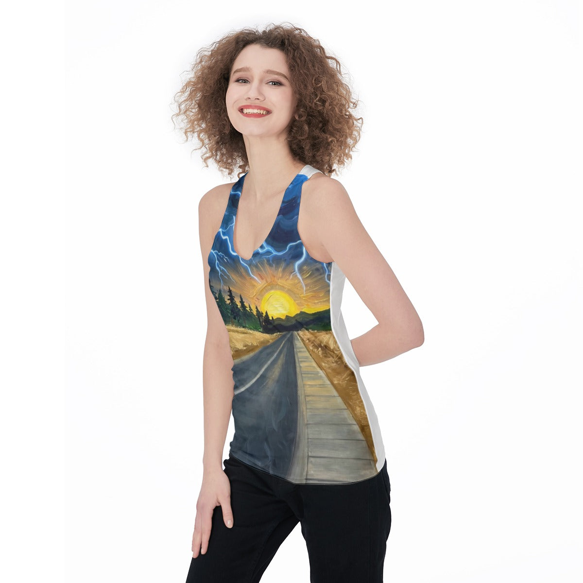 Lightning Road (AI-Assisted Remix) — Road Remix Women's Racerback Tank