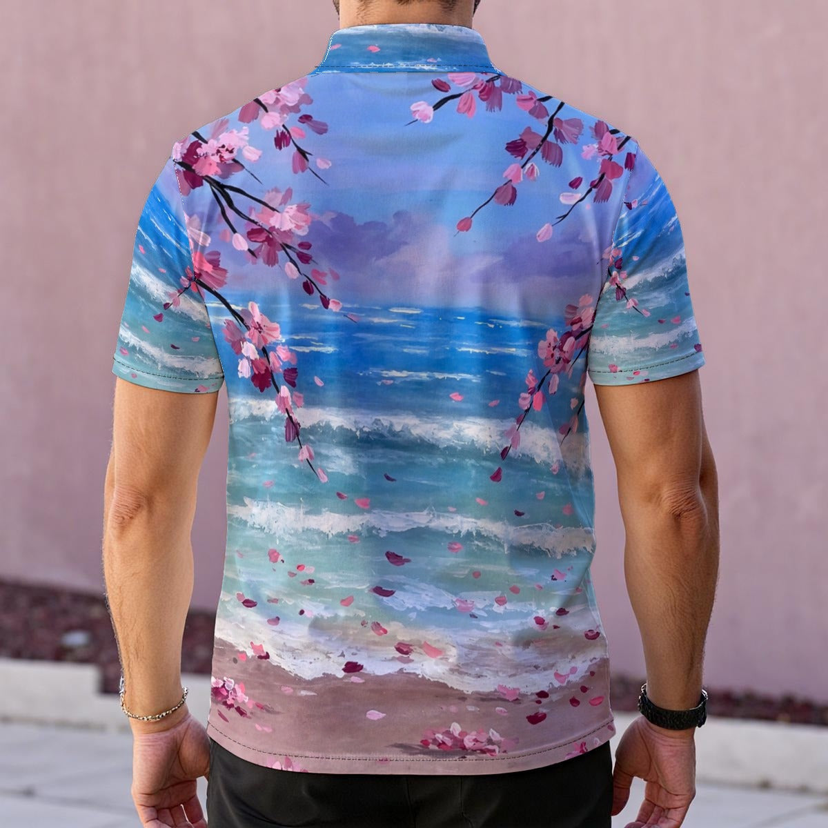 Pink Tide (AI-Assisted Remix) — Men's Polo Shirt