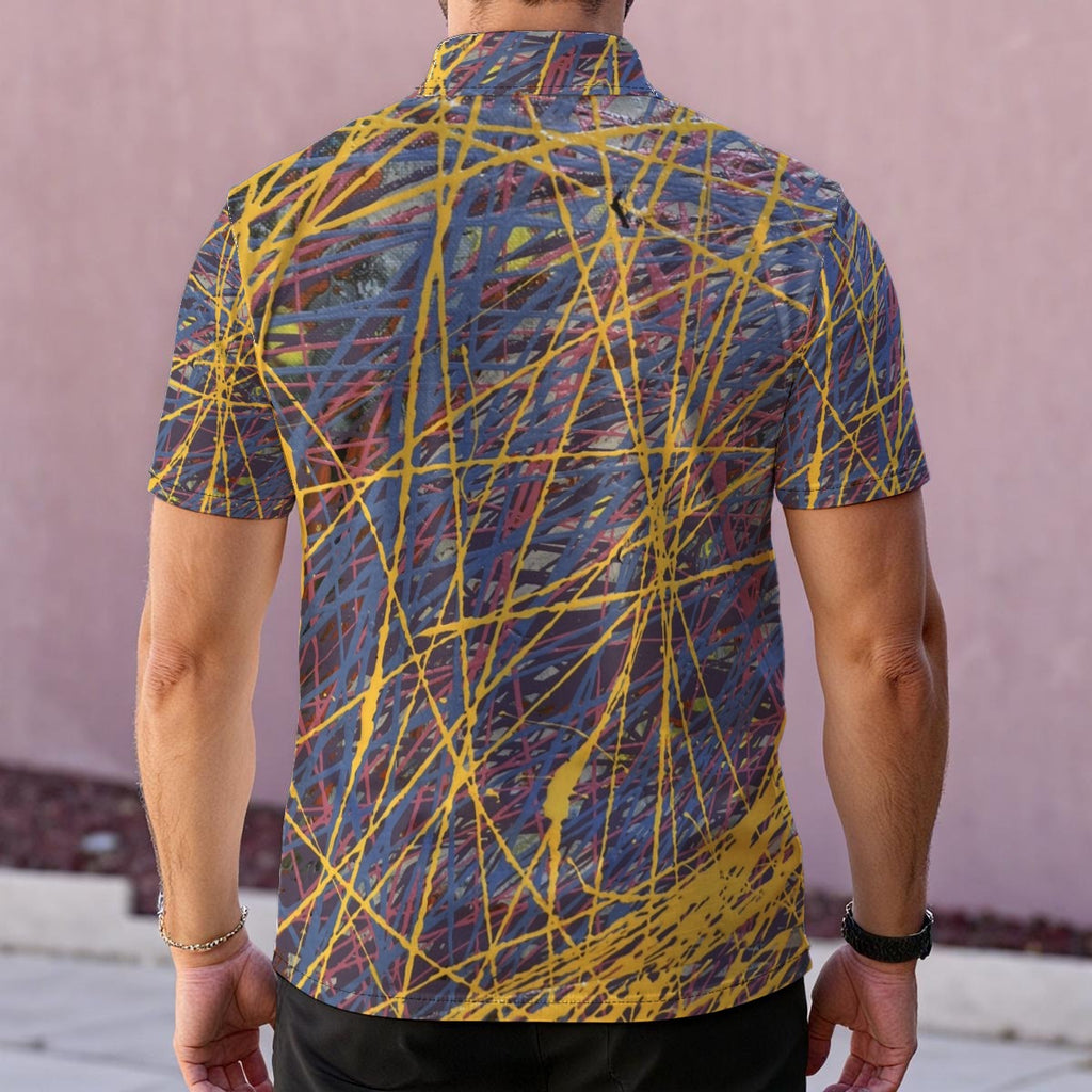 Yellow Drip Scribble — Men's Polo Shirt