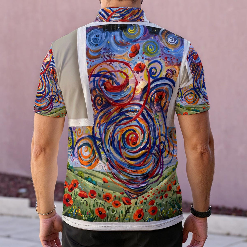Poppy Swirl (AI-Assisted Remix) — Men's Polo Shirt