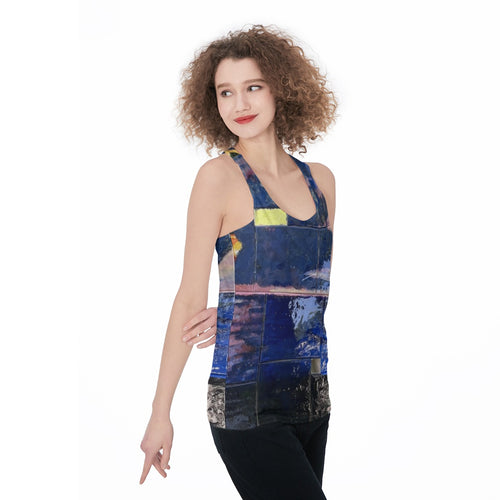 Blue Stepped Sunset — All-Over Print Tank
