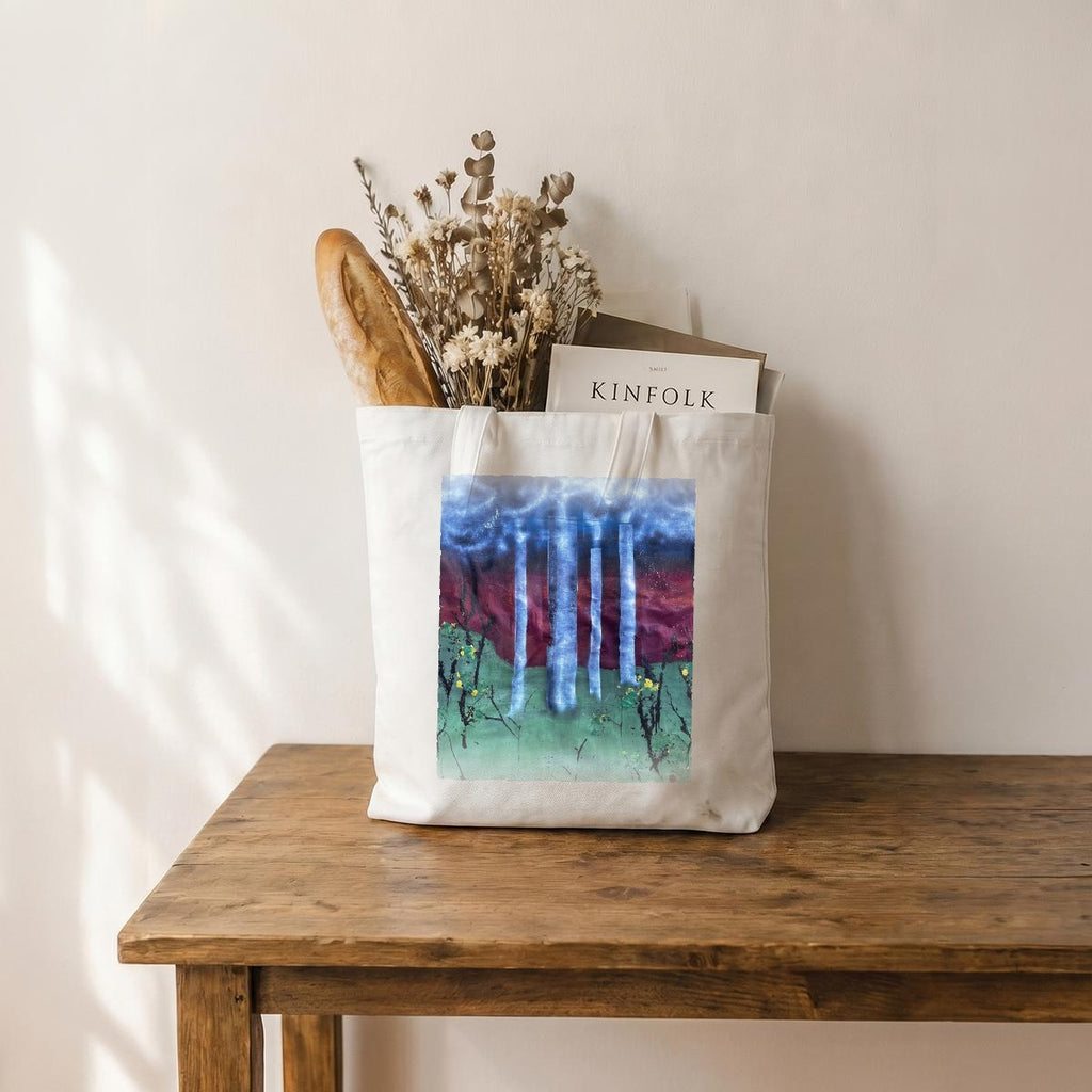 Night Birches — Feathered Fade Tote Bag