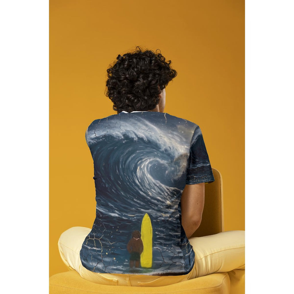 Surfer's Moon (AI-Assisted Remix) — Moon Remix All-Over Print Tee