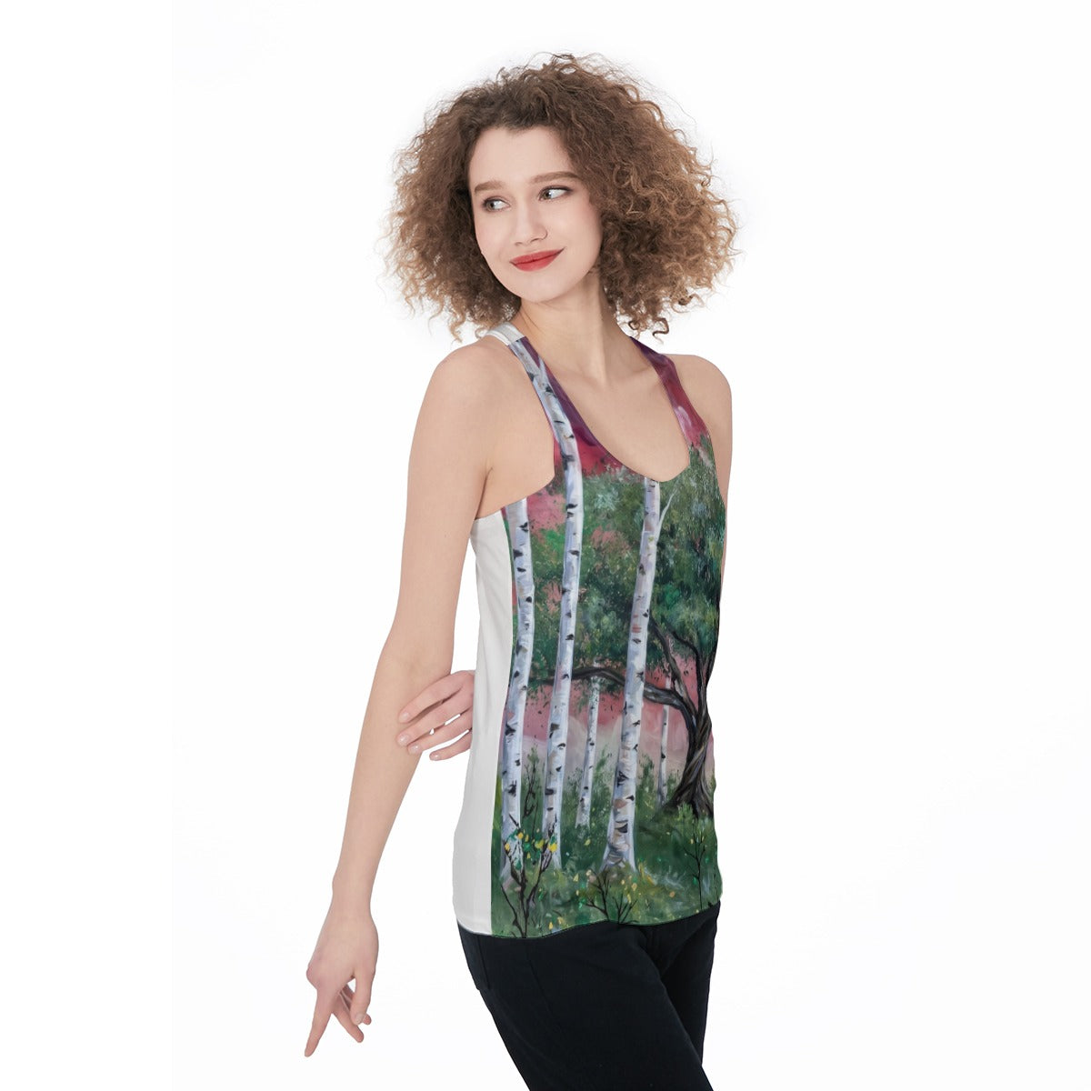 Crimson Grove (AI-Assisted Remix) — Forest Remix Women's Racerback Tank