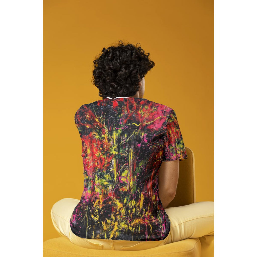 Scarlet Static (AI-Assisted Remix) — Static Remix All-Over Print Tee