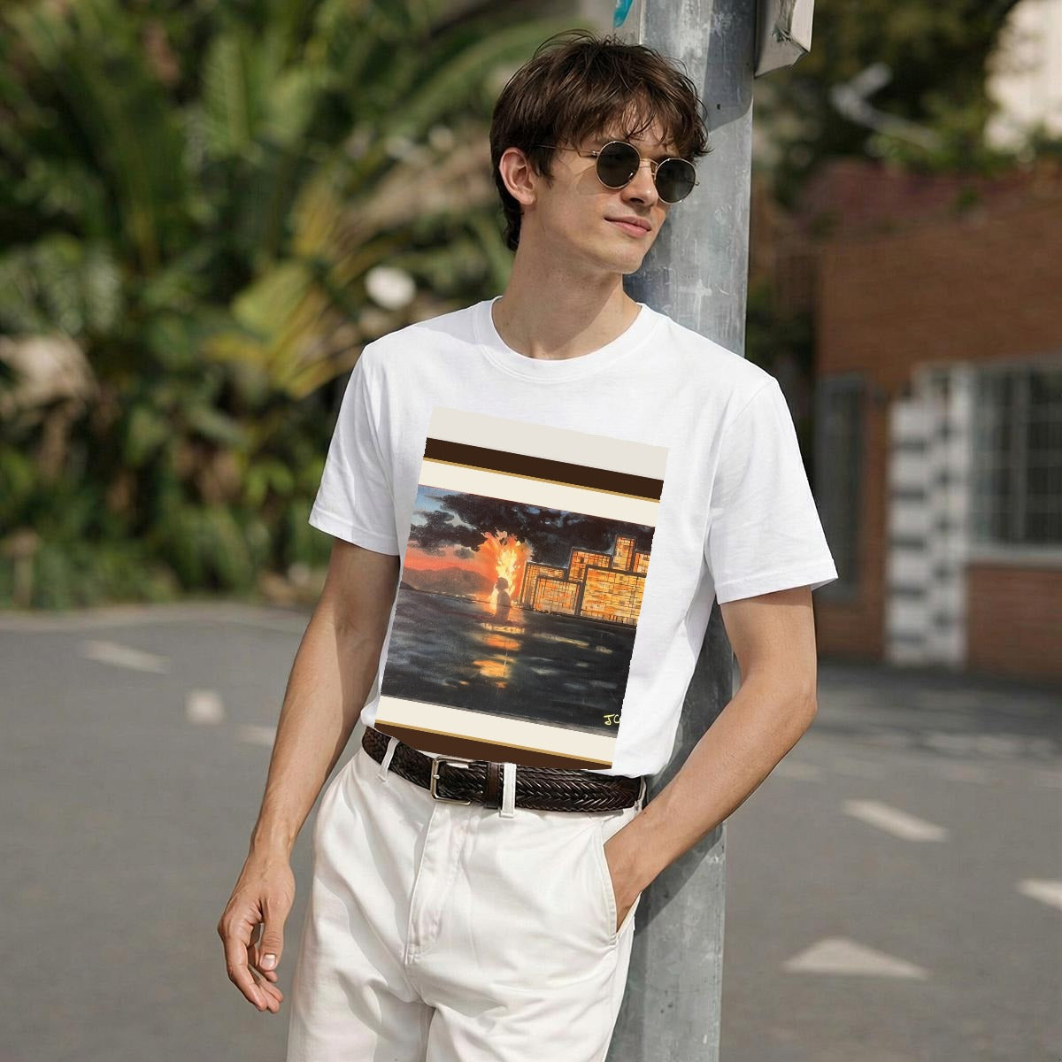 Cityscape Sunset — Gallery Framed Classic Tee