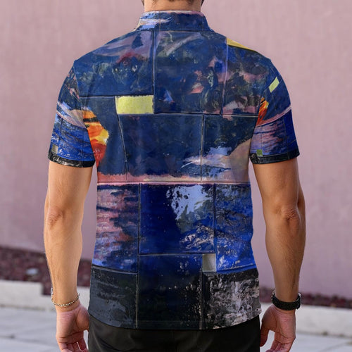 Blue Stepped Sunset — Men's Polo Shirt