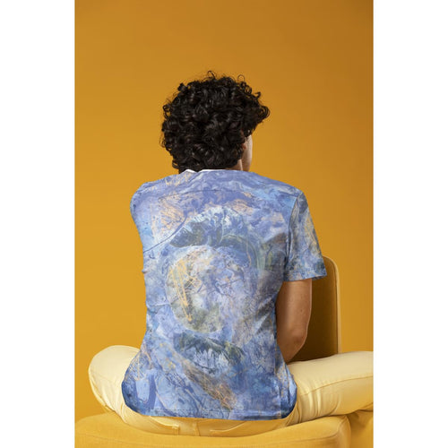 Blue Abstract Collage — All-Over Print Tee