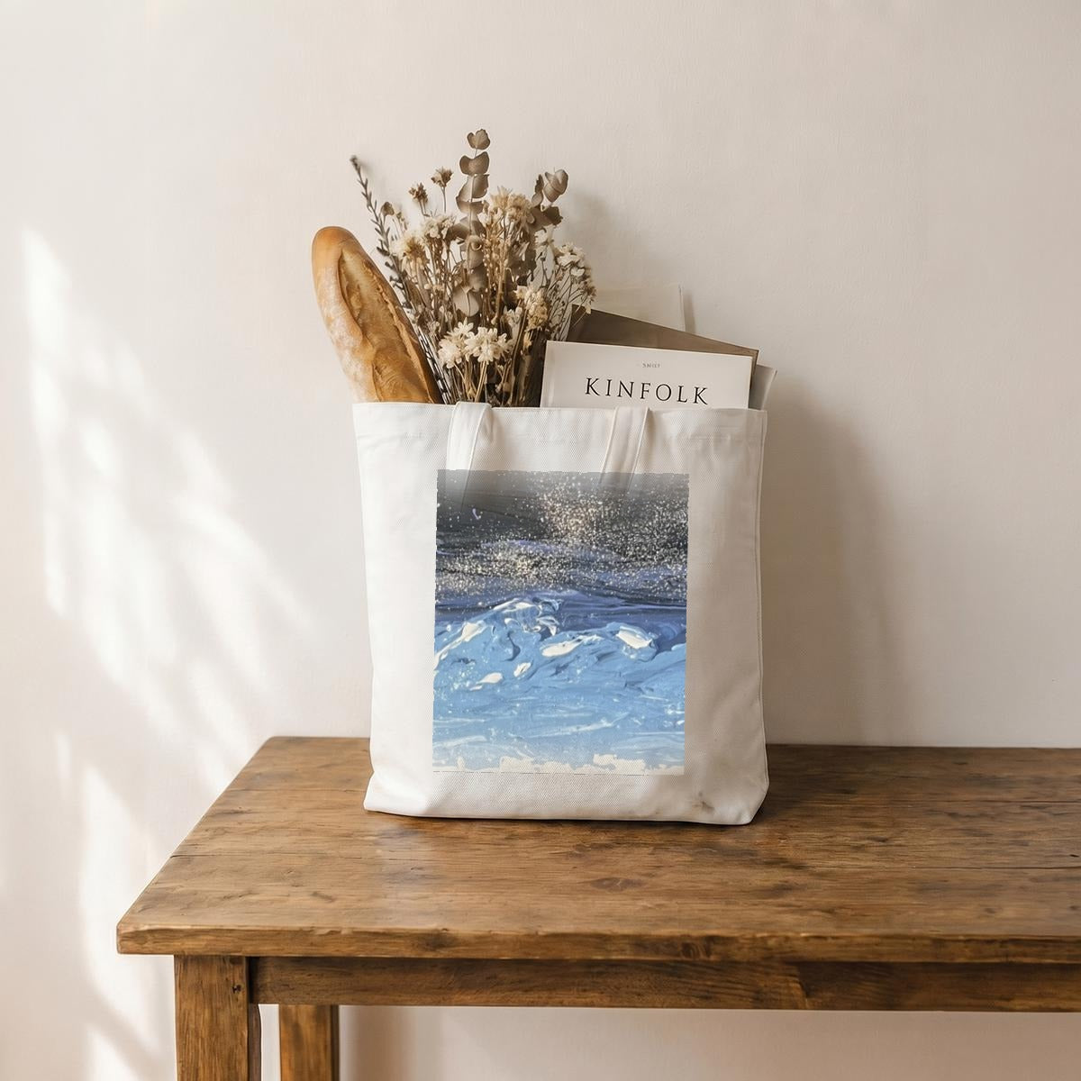 Midnight Surf — Feathered Fade Tote Bag