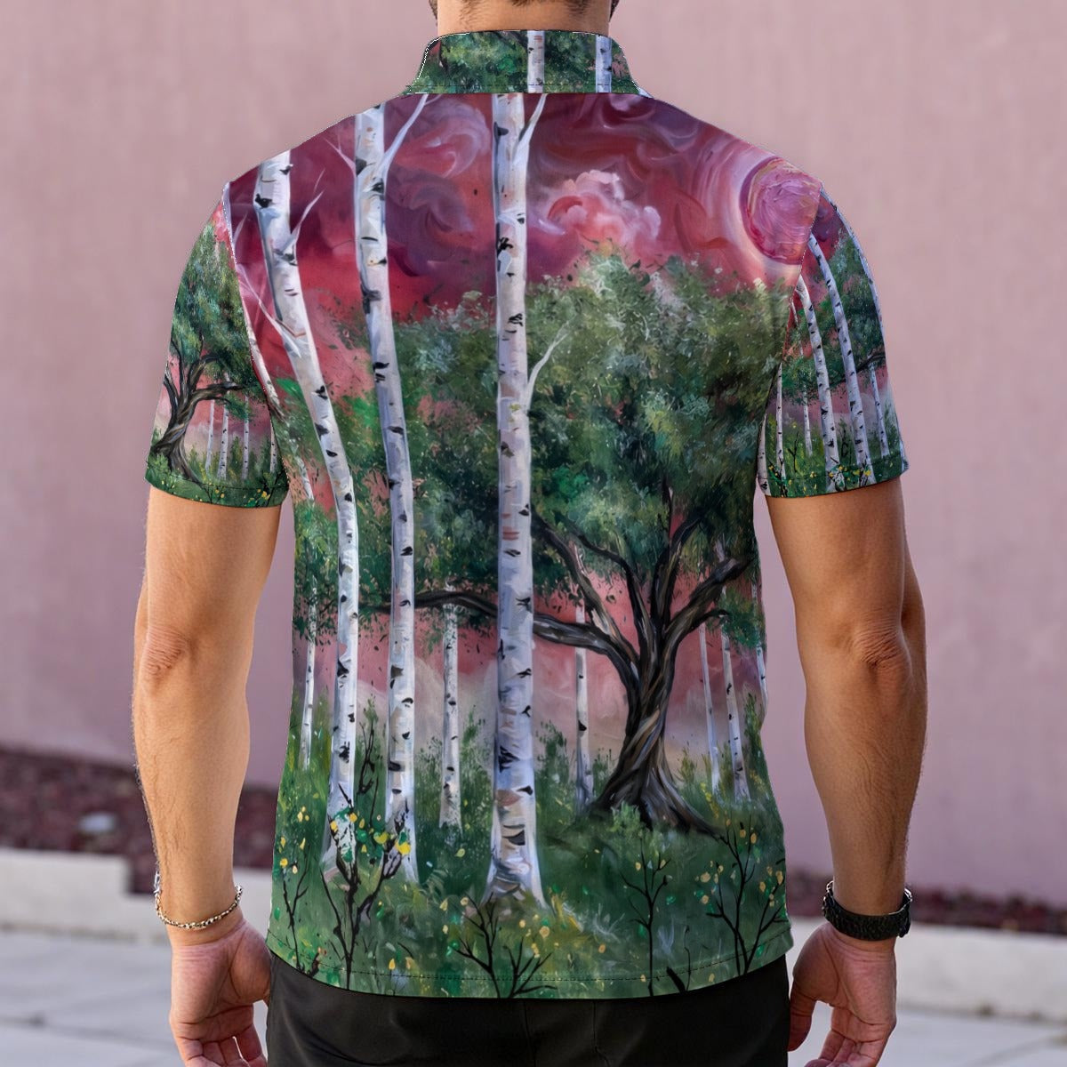Crimson Grove (AI-Assisted Remix) — Men's Polo Shirt
