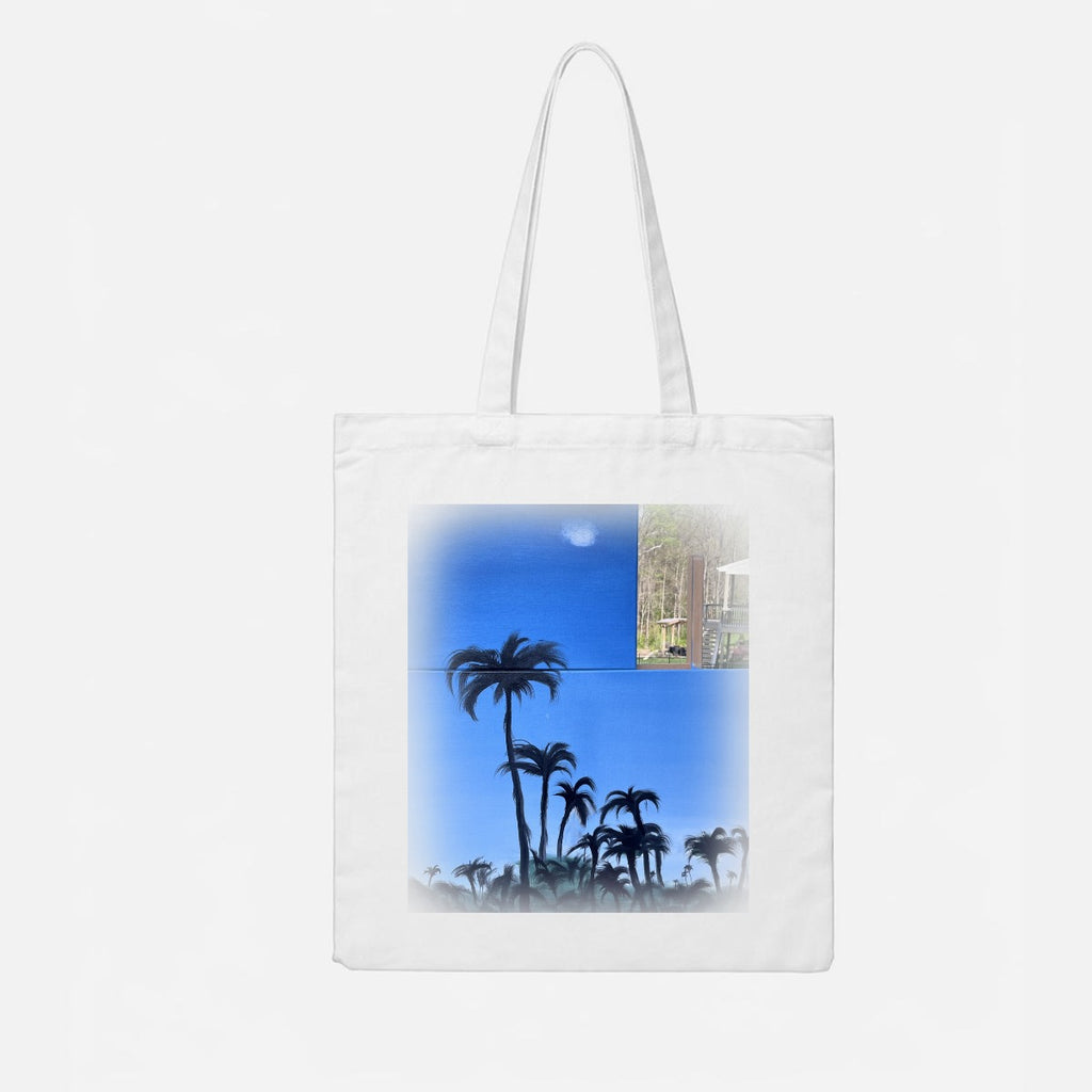 Palms Moon Stacked — Feathered Fade Tote Bag