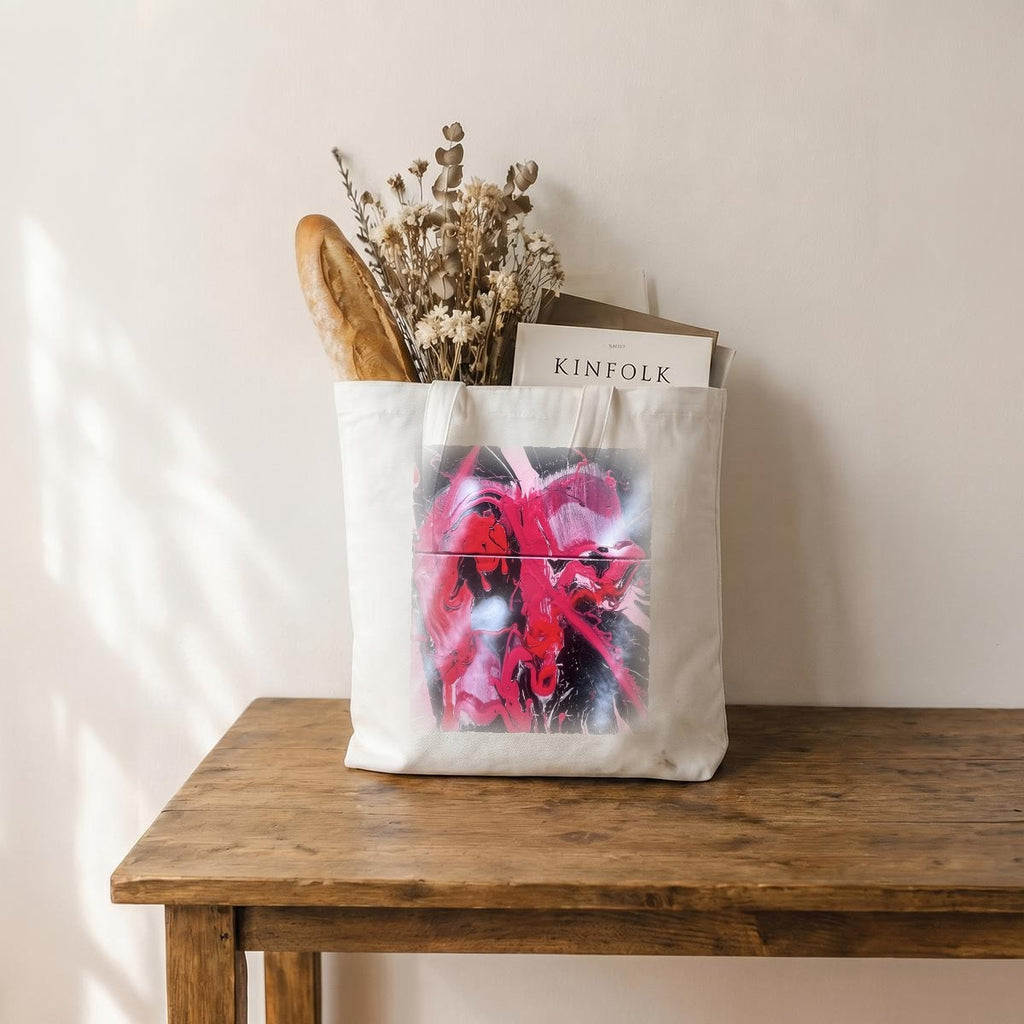 Red Pink Black — Feathered Fade Tote Bag
