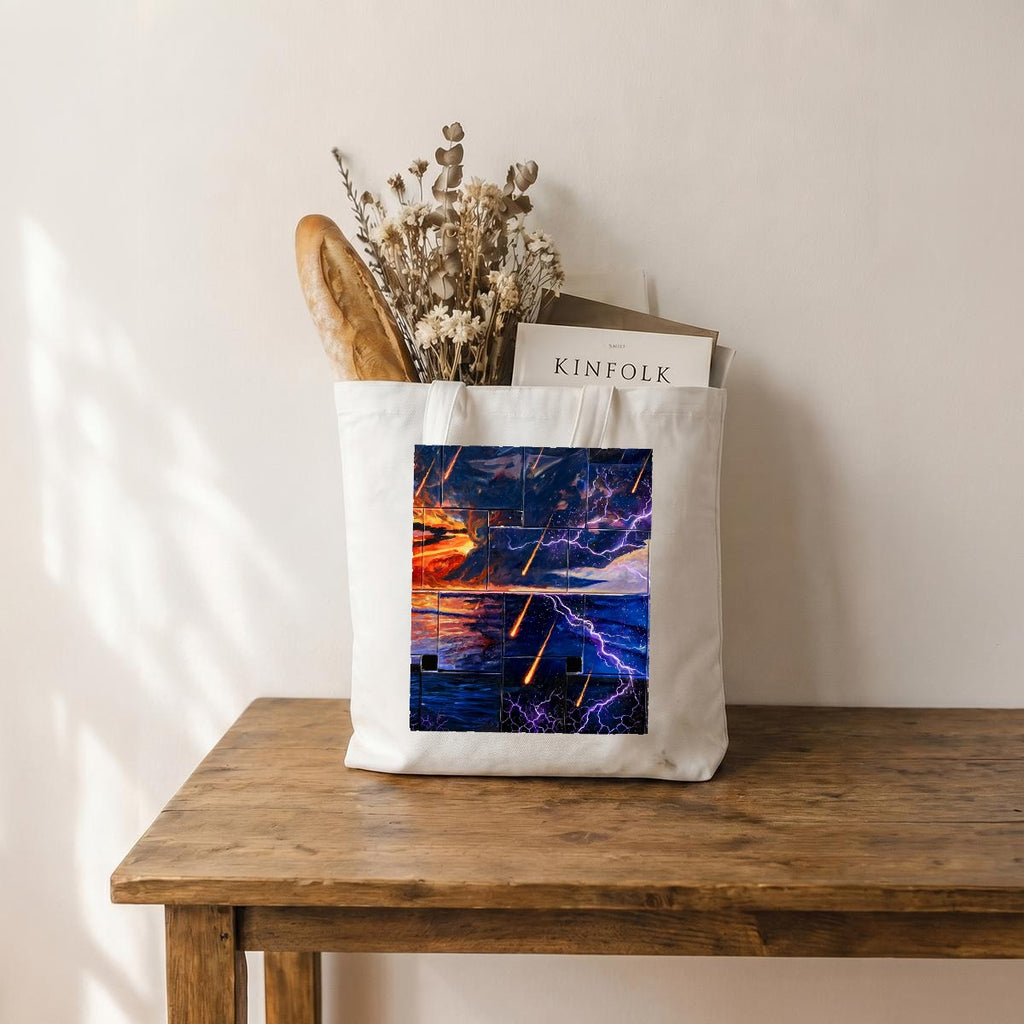 Meteor Ember Storm (AI-Assisted Remix) — Storm Remix Canvas Tote Bag
