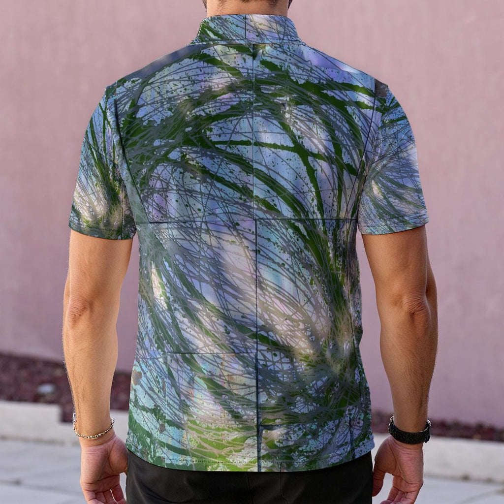 Green Gray Swirl — Men's Polo Shirt
