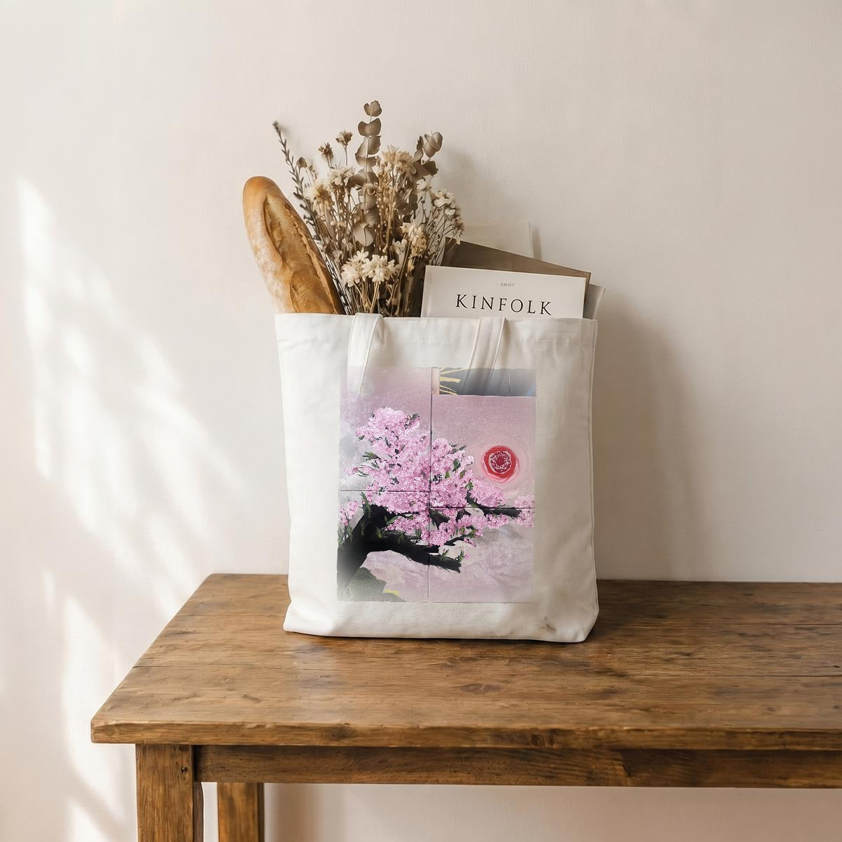 Cherry Red Sun — Feathered Fade Tote Bag