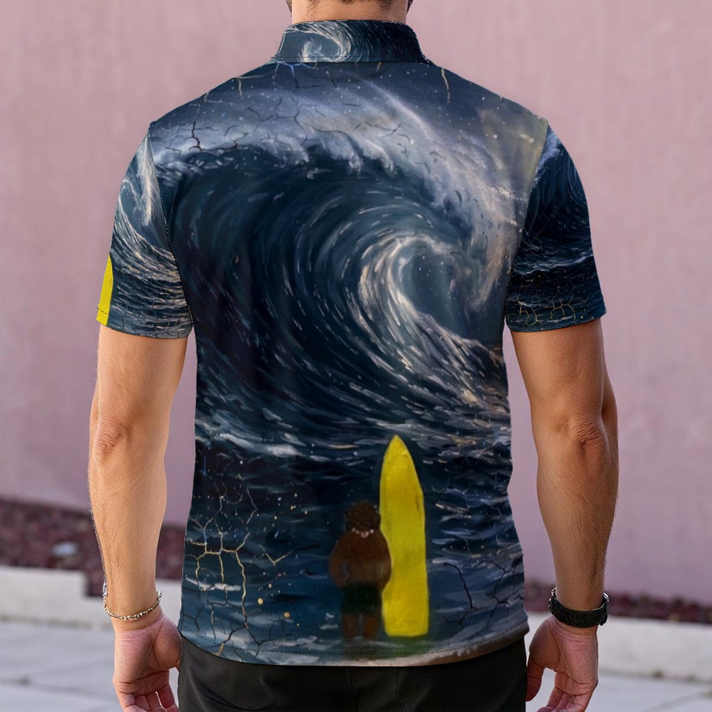 Surfer's Moon (AI-Assisted Remix) — Men's Polo Shirt
