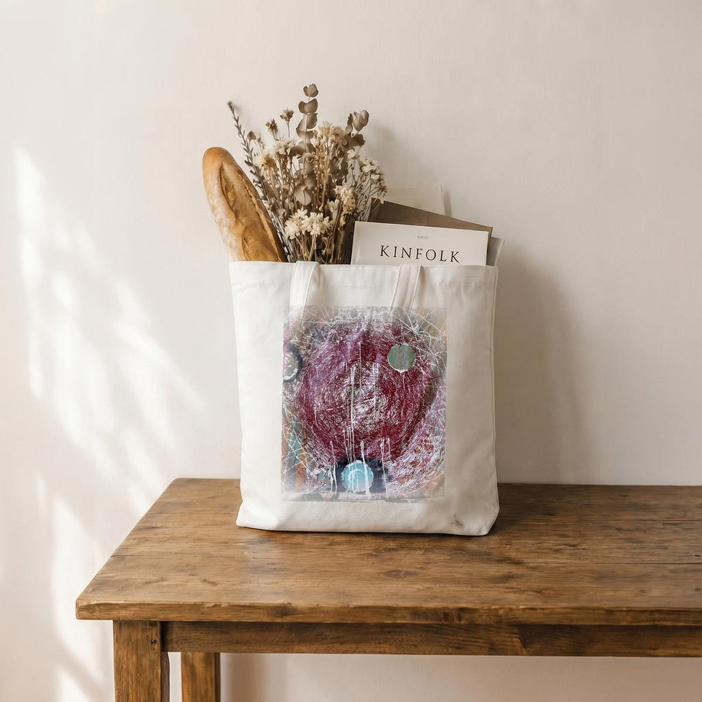 Red Drip Vortex — Feathered Fade Tote Bag