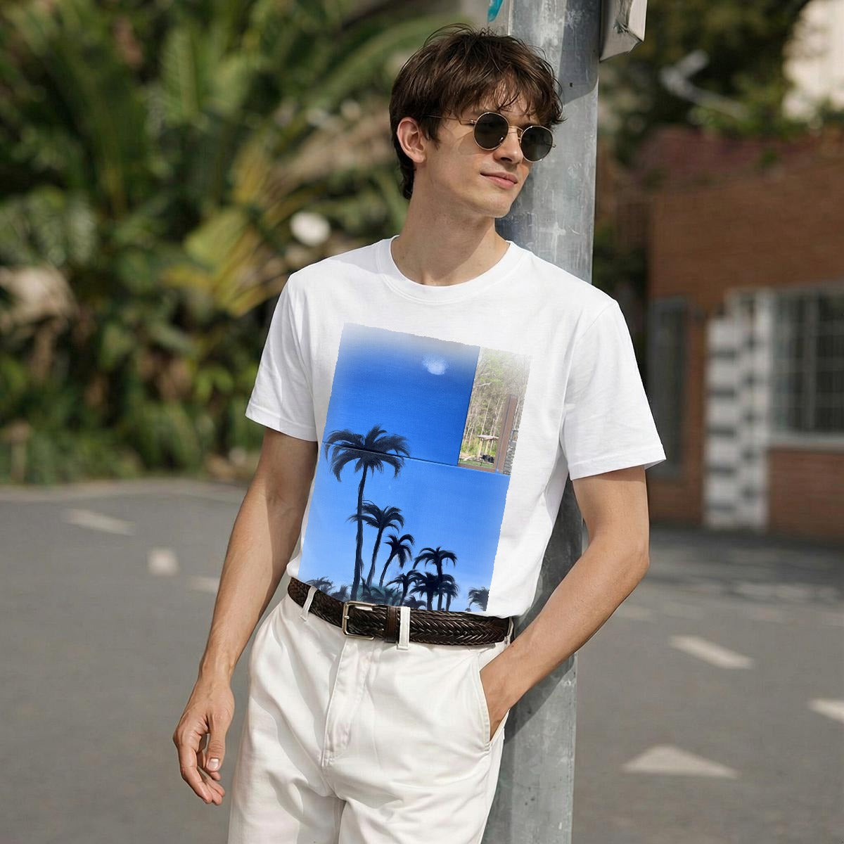 Palms Moon Stacked — Feathered Fade Classic Tee