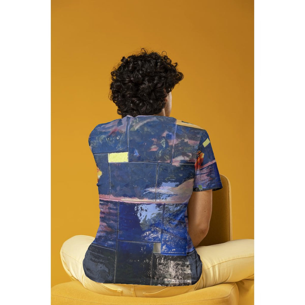 Blue Stepped Sunset — All-Over Print Tee