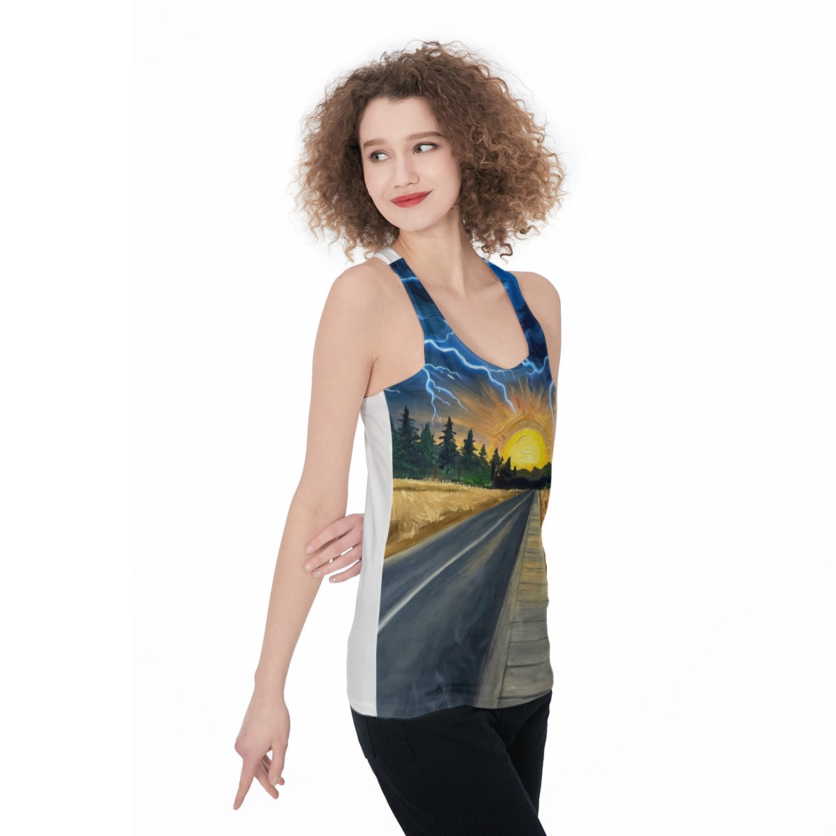 Lightning Road (AI-Assisted Remix) — Road Remix Women's Racerback Tank