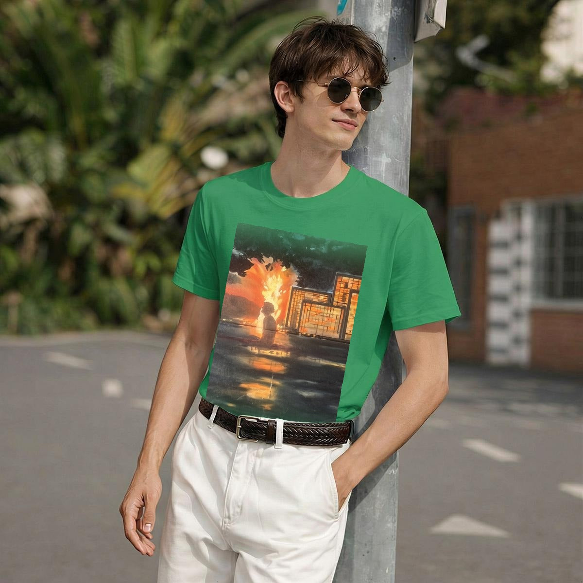 Cityscape Sunset — Feathered Fade Classic Tee