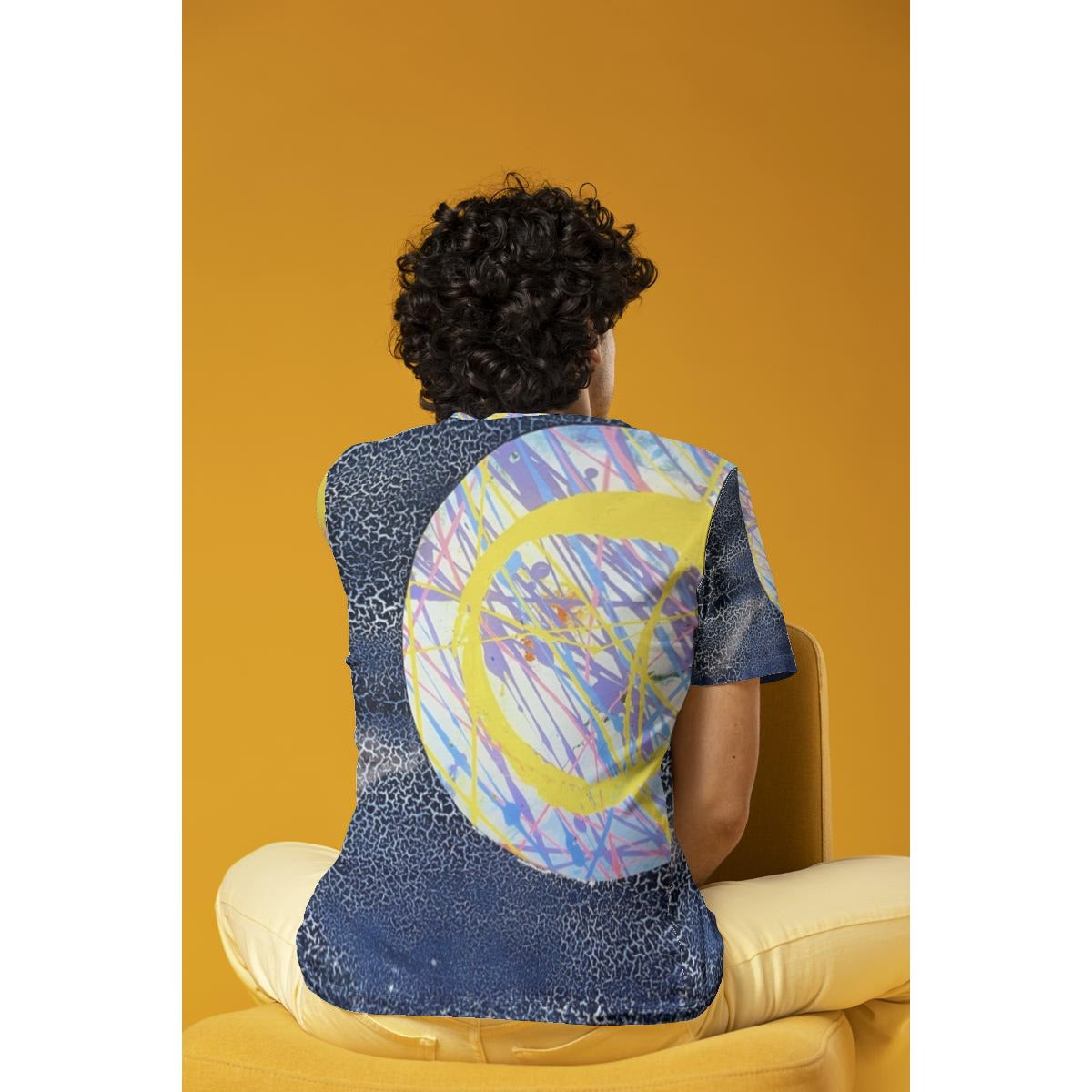 Yellow Scribble Circle — All-Over Print Tee