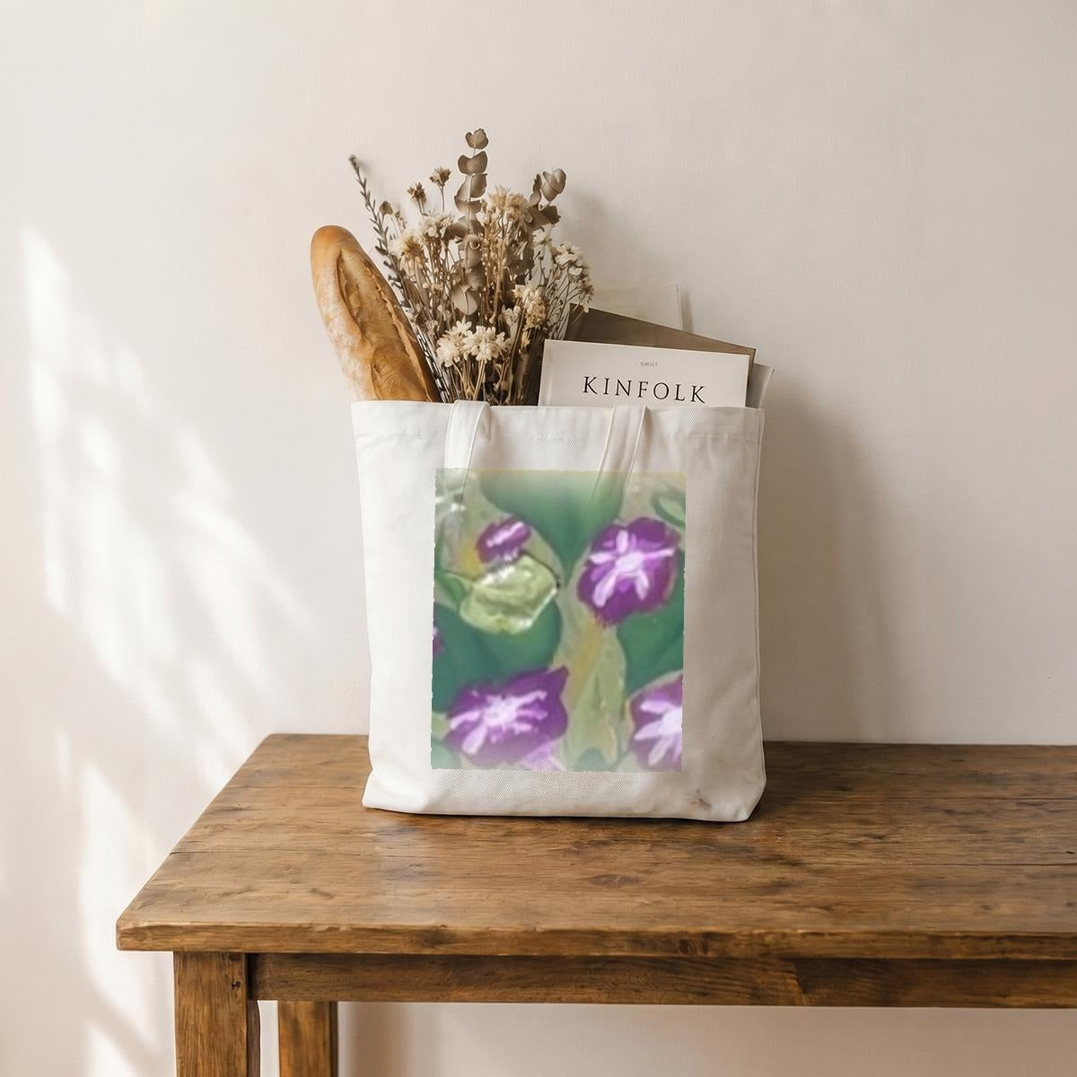 Morning Glories — Feathered Fade Tote Bag