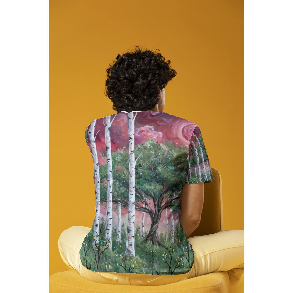 Crimson Grove (AI-Assisted Remix) — Forest Remix All-Over Print Tee