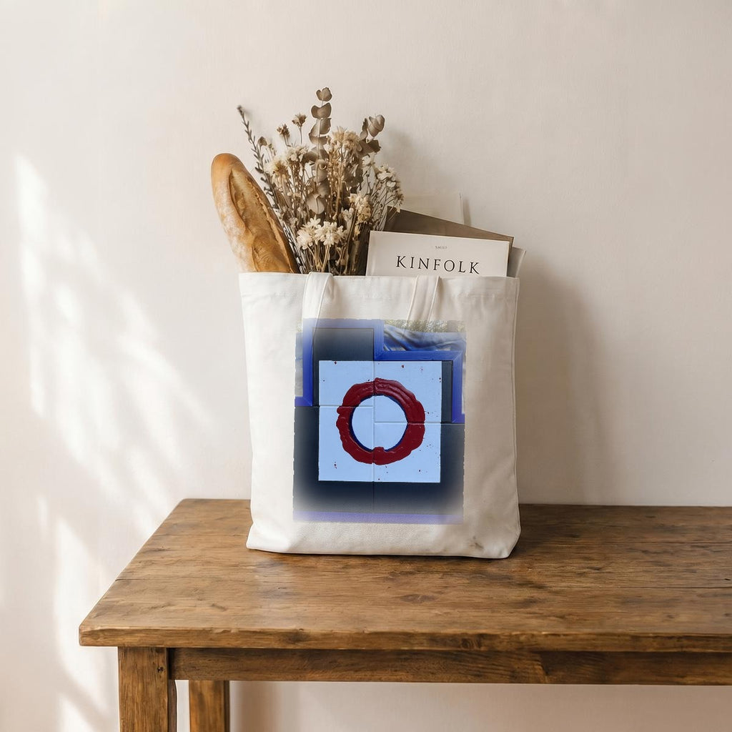 Red Circle Cross — Feathered Fade Tote Bag