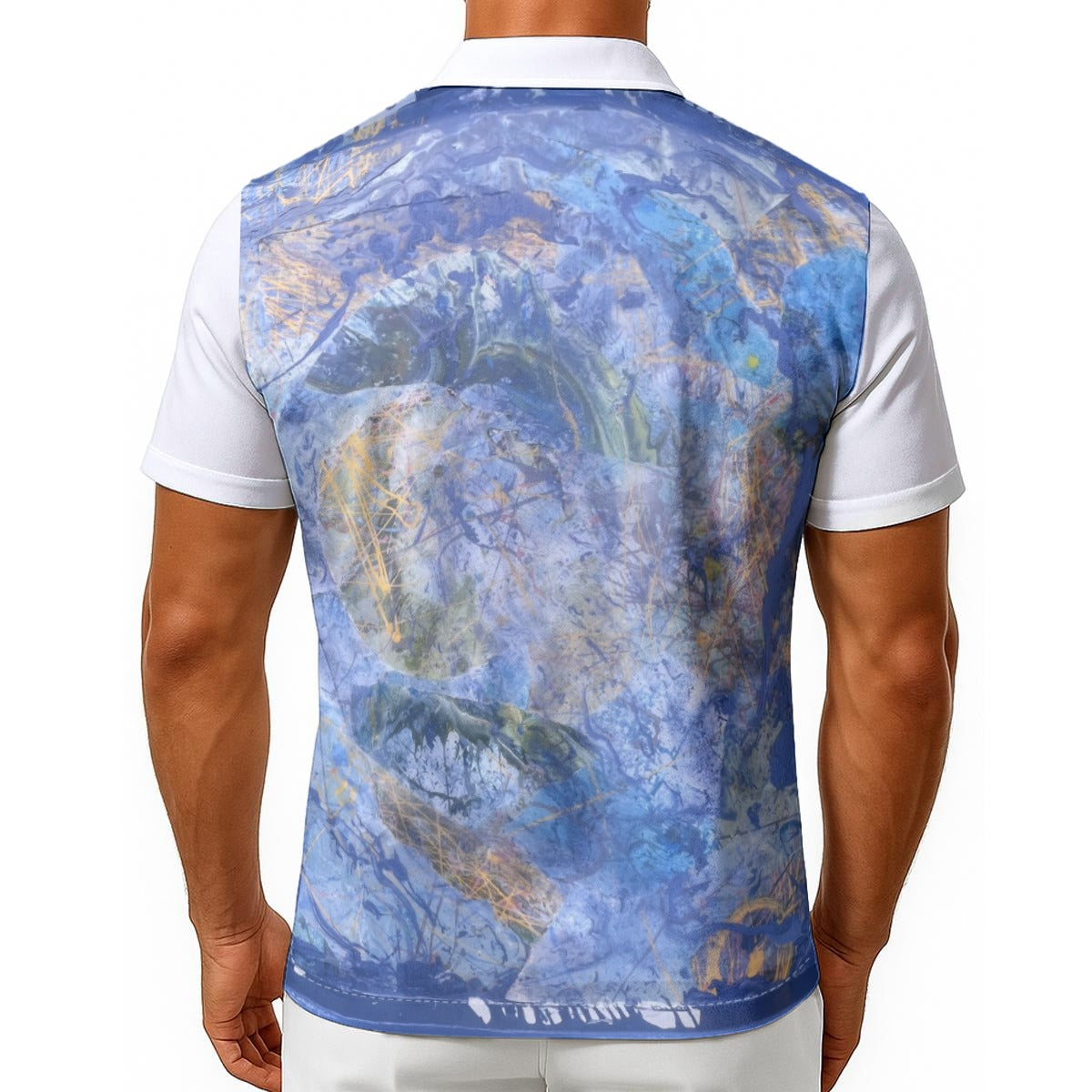 Blue Abstract Collage Men's Hawaiian Shirt