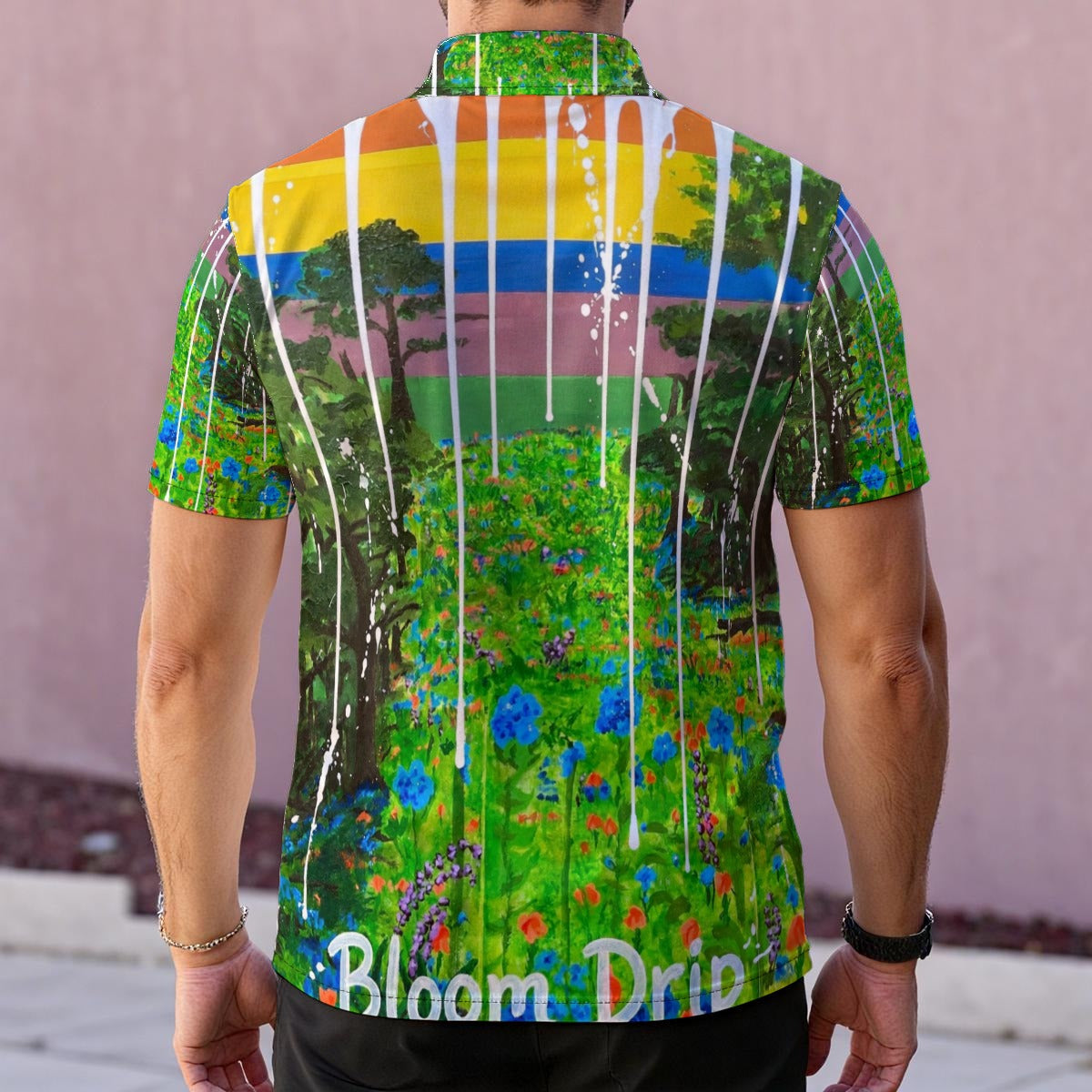 Bloom Drip (AI-Assisted Remix) — Men's Polo Shirt