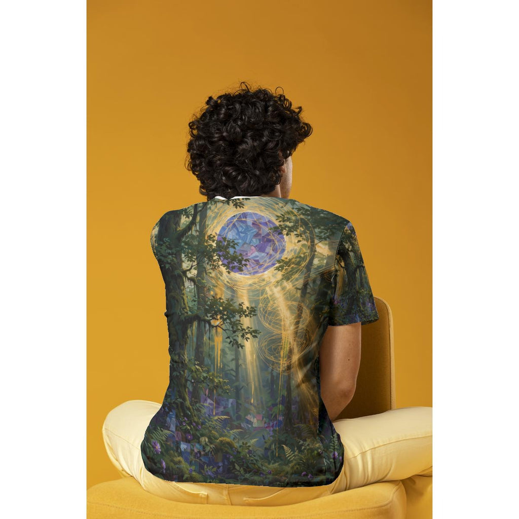Deepwood Light (AI-Assisted Remix) — Woodland Remix All-Over Print Tee