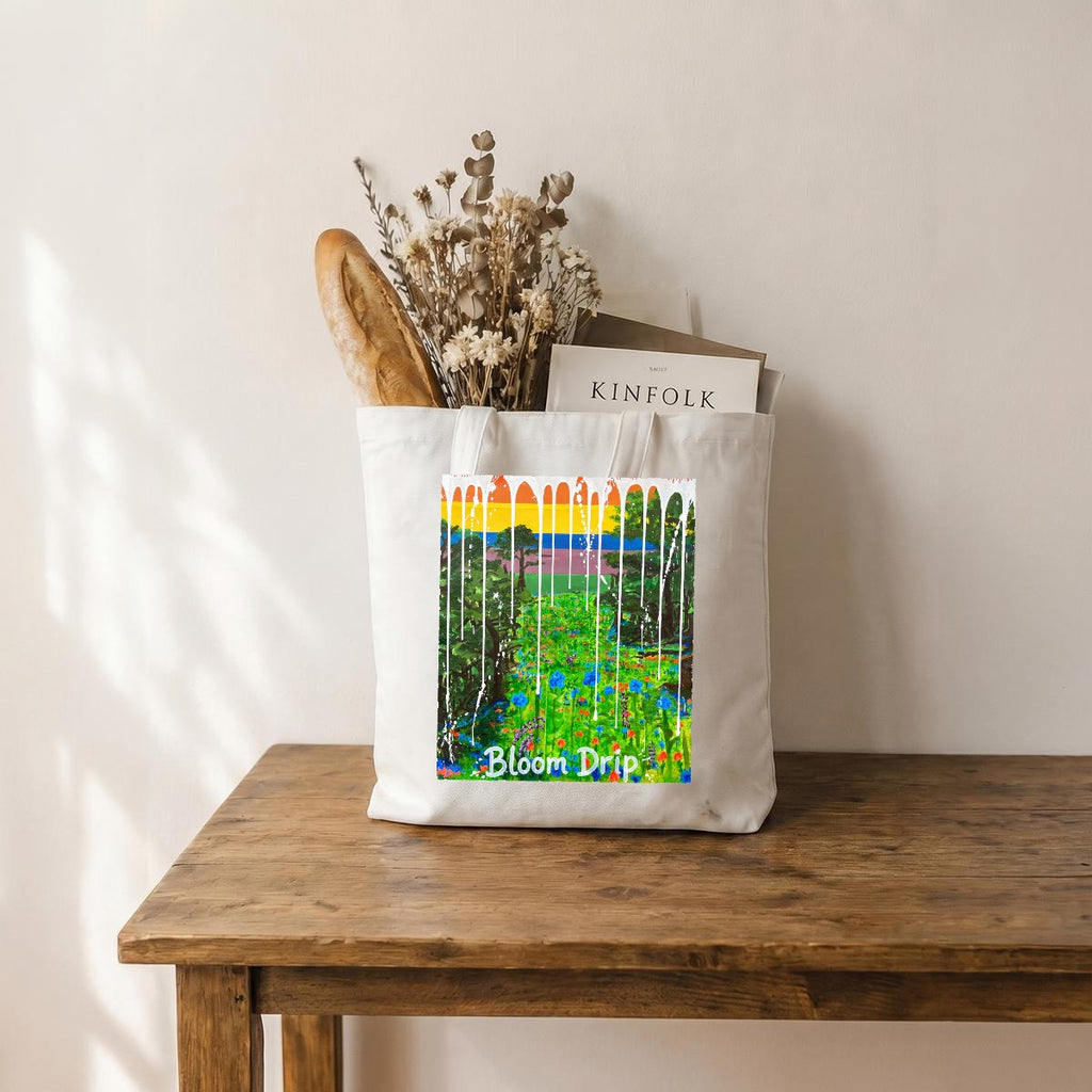 Bloom Drip (AI-Assisted Remix) — Drip Remix Canvas Tote Bag