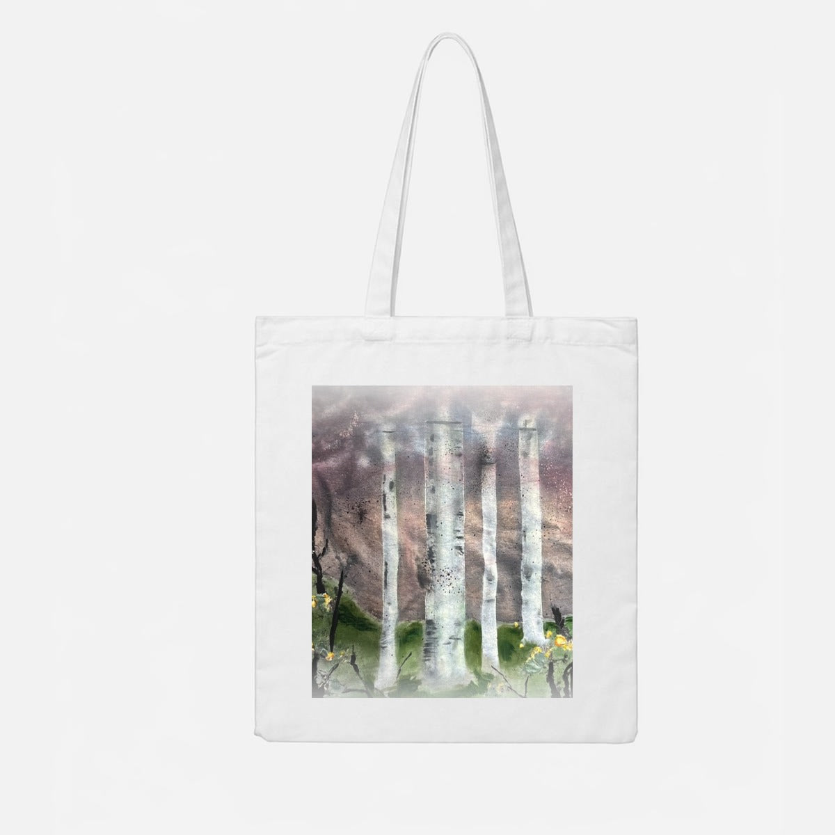 Birch Moonrise — Feathered Fade Tote Bag