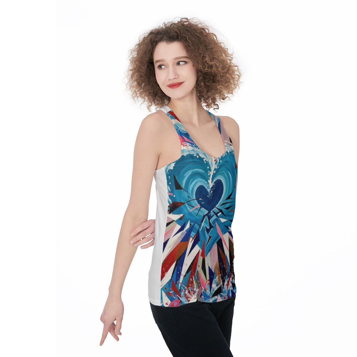 Heart Burst (AI-Assisted Remix) — Burst Remix Women's Racerback Tank