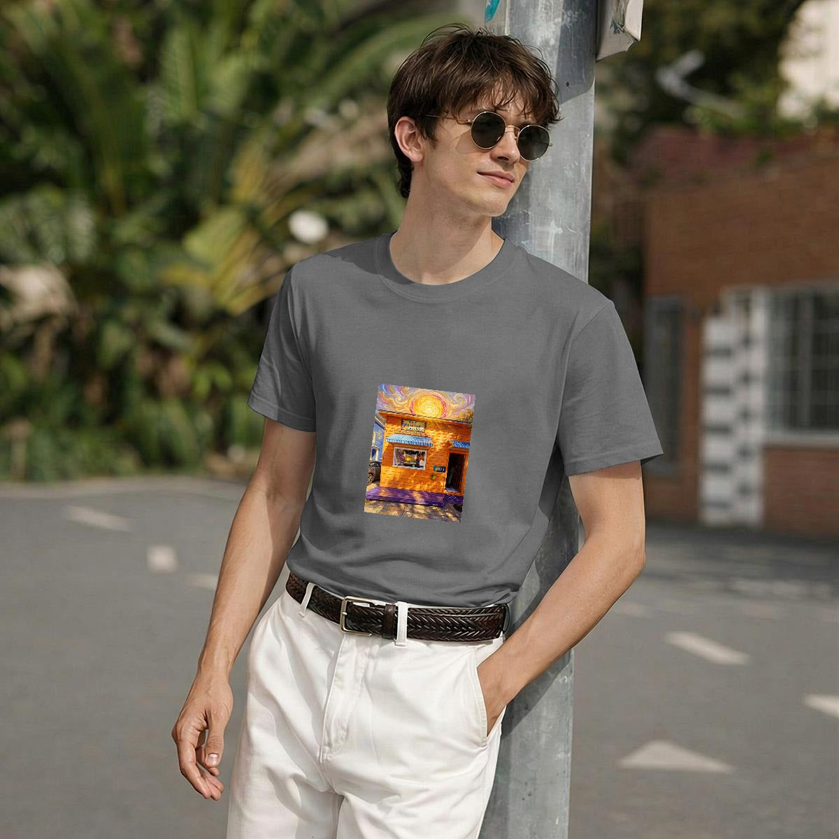 Golden Hour at the Painted Porch (AI-Assisted Remix) — Gallery Remix Men's Classic Tee