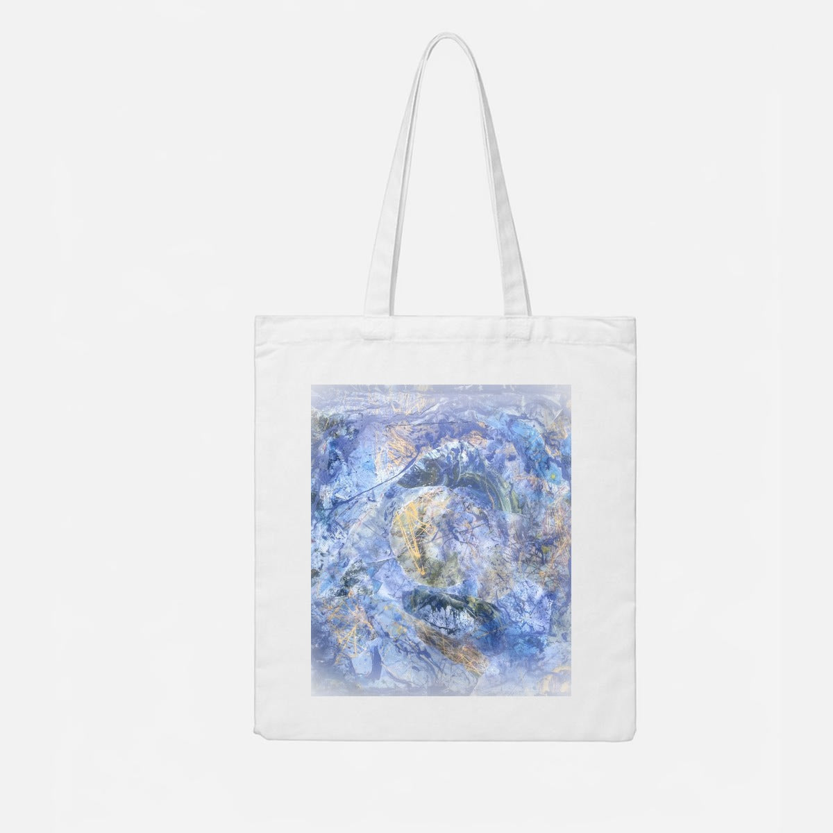 Blue Abstract Collage — Feathered Fade Tote Bag