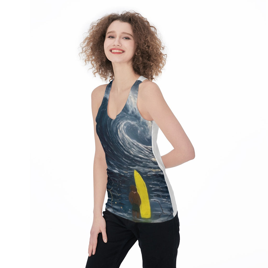 Surfer's Moon (AI-Assisted Remix) — Moon Remix Women's Racerback Tank