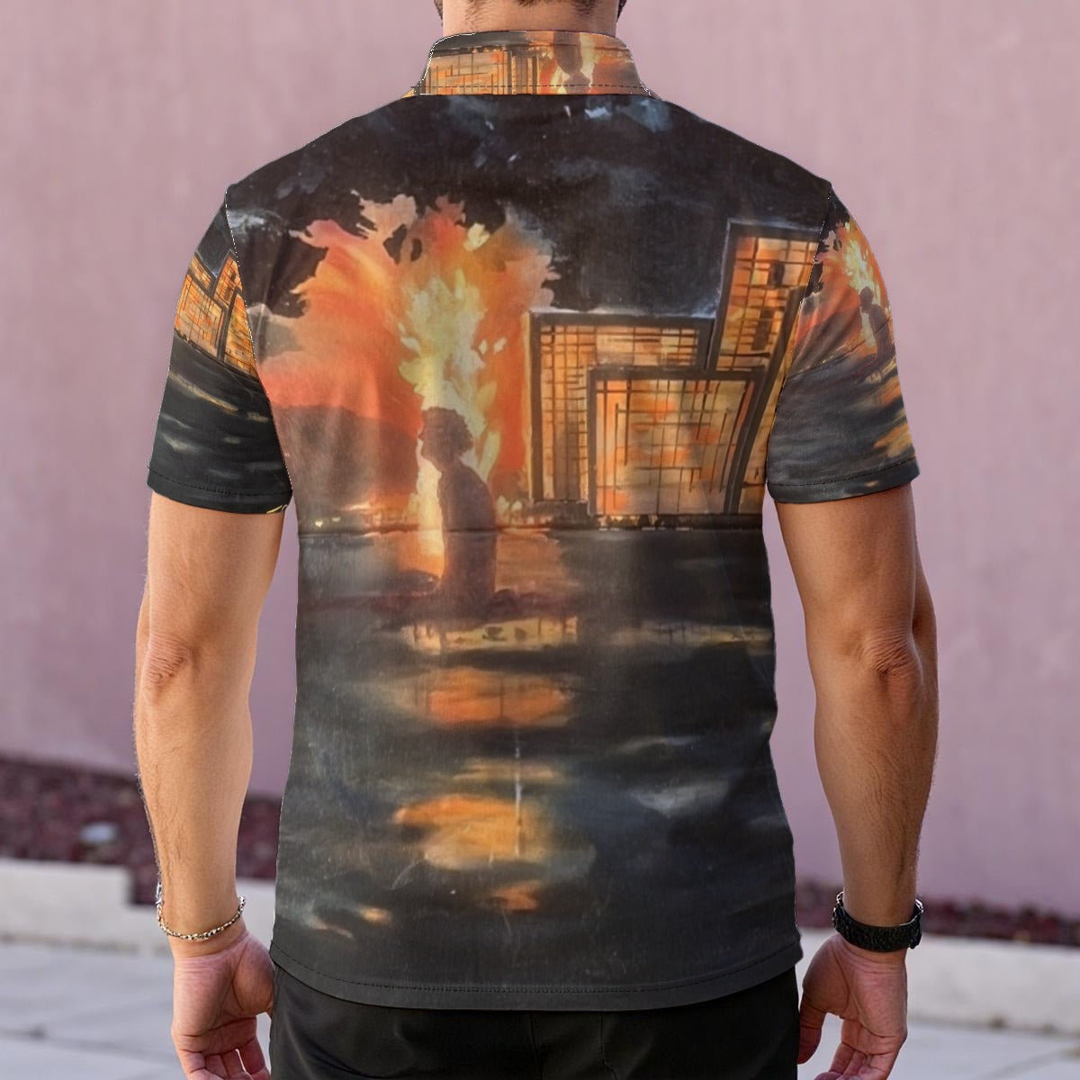 Cityscape Sunset — Men's Polo Shirt