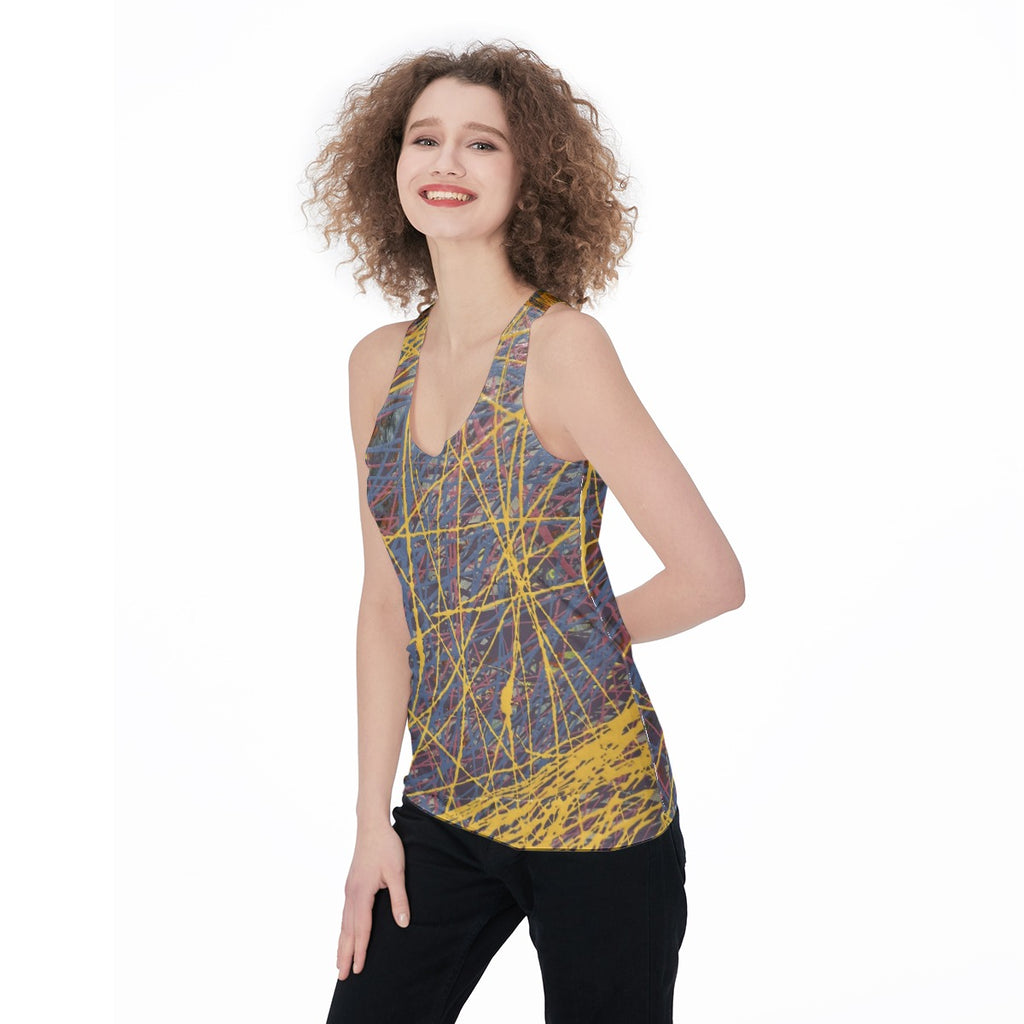 Yellow Drip Scribble — All-Over Print Tank