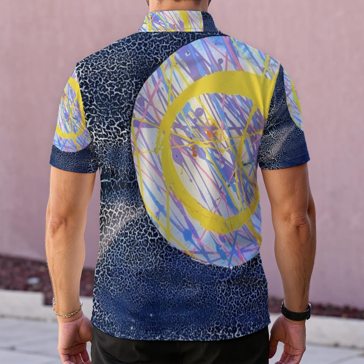 Yellow Scribble Circle — Men's Polo Shirt