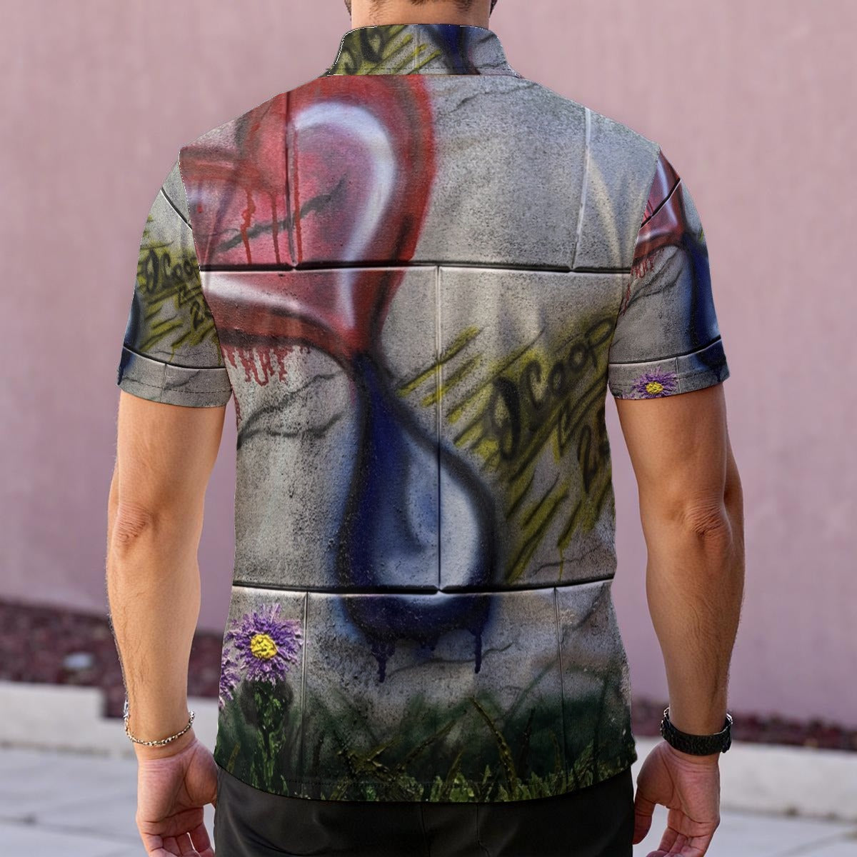 Heart Tear Mural — Men's Polo Shirt
