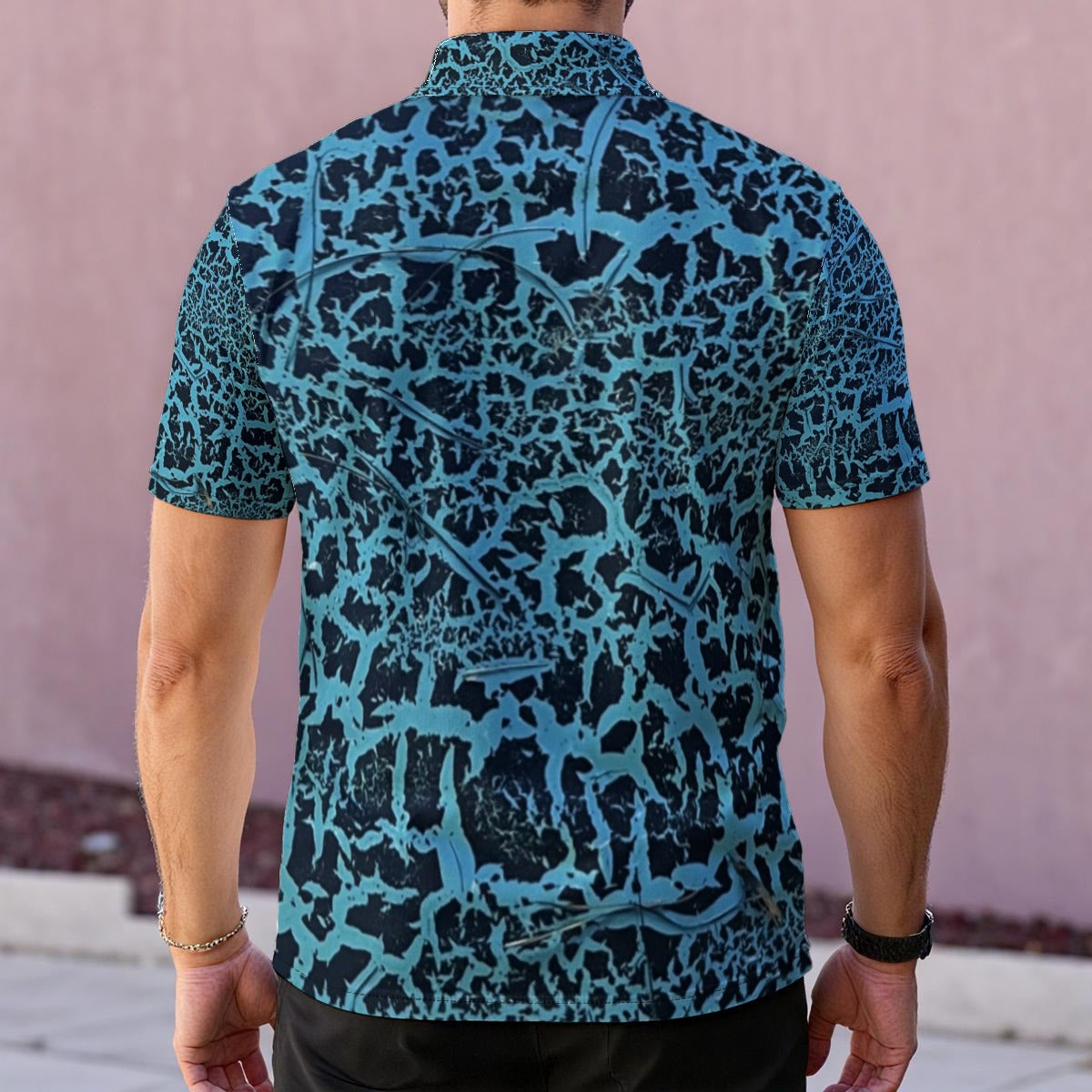 Turquoise Crackle — Men's Polo Shirt