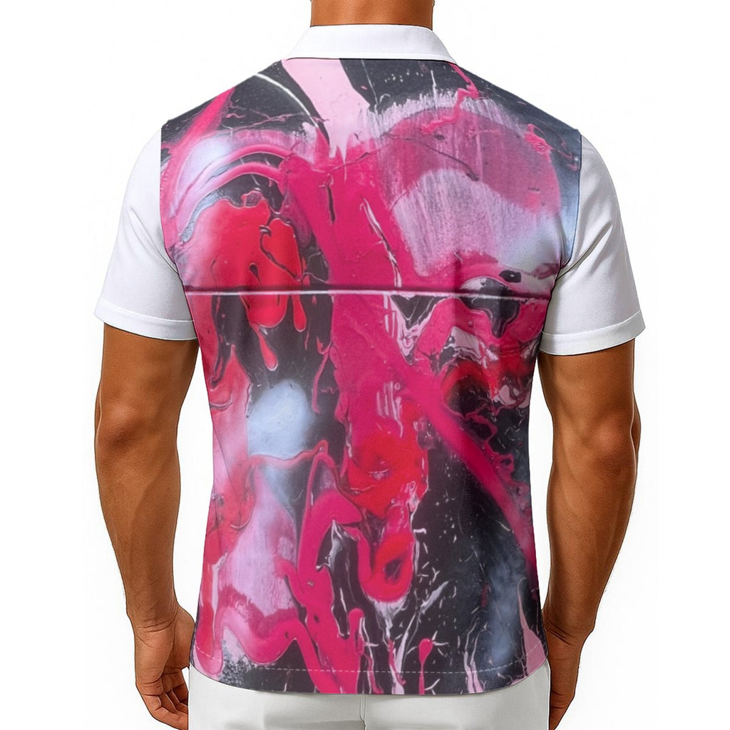 Red Pink Black Men's Hawaiian Shirt